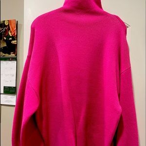 Pink Lily brand mock neck bubble sleeve hot pink sweater